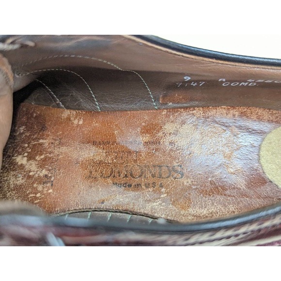 Allen Edmonds Mens Oxford Dress Shoes Brown Black Leather Wingtip Lace Up USA 9A